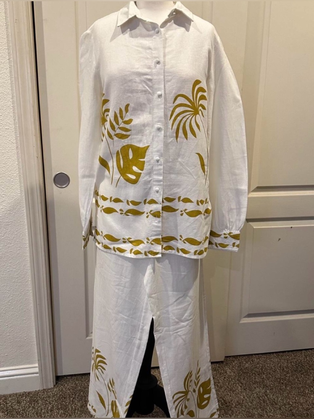 Rachel Zoe Linen S Set Anthropologie Farm Pants And Shirt Rio Floral